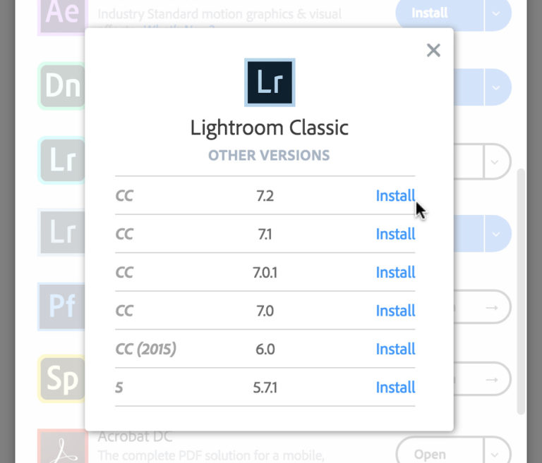 Rolling Back to a Previous Version of Lightroom Classic Lightroom
