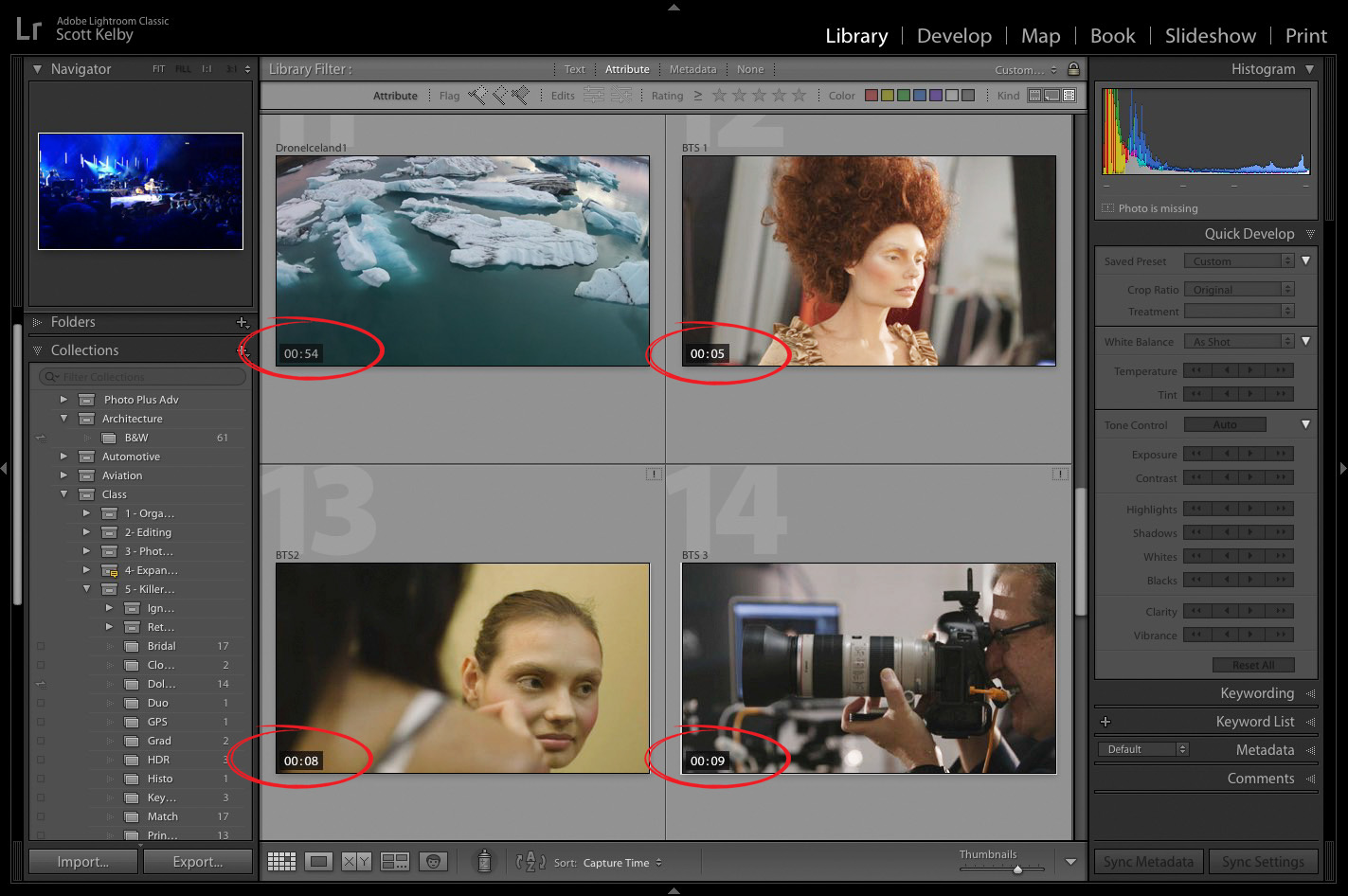 If you've imported video clips into Lightroom, here's how to find them