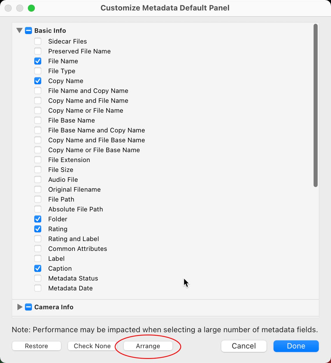 Customizing the Metadata Panel Lightroom Killer Tips